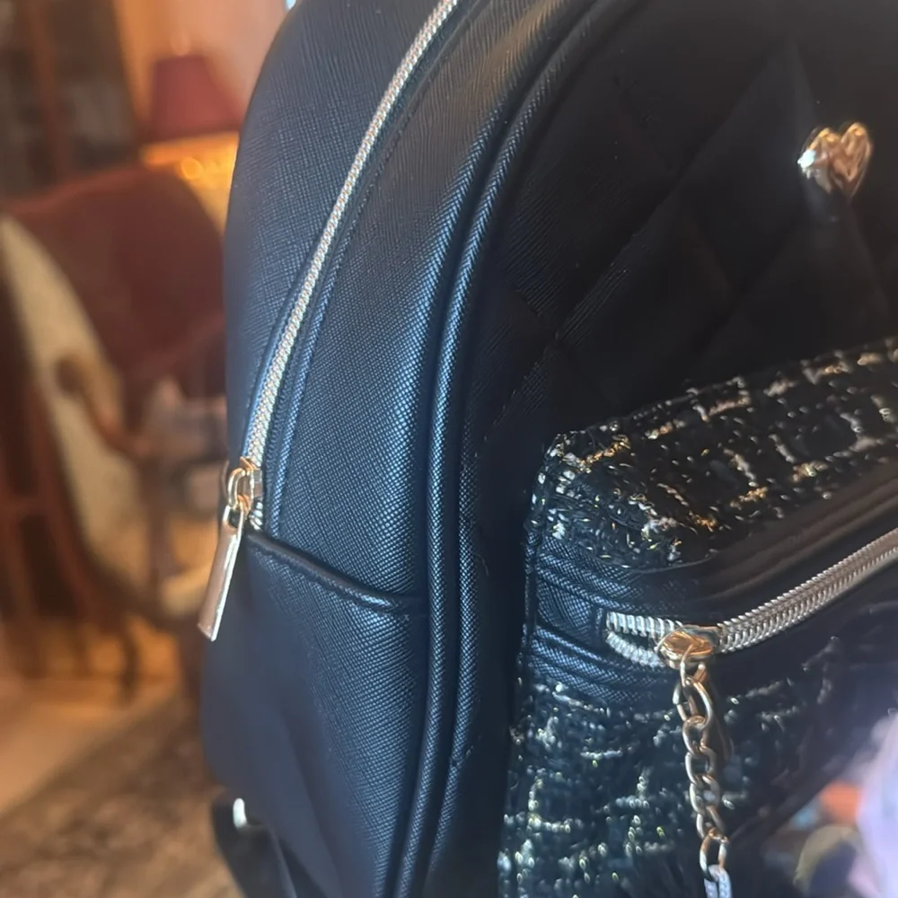 Black kids Quilted Backpack with Heart Accent